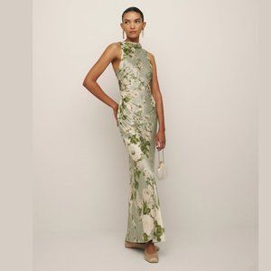 Reformation Sage Green Floral Midi Dress